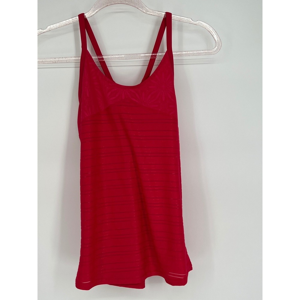 Cross Court Athletic Tank Top‎ Built-In Bra Shelf Cross Back Red Activewear